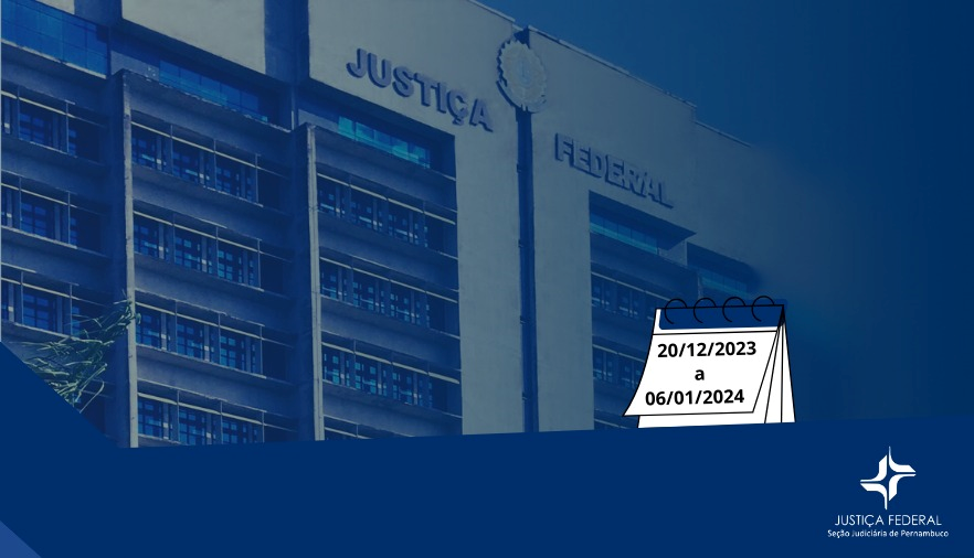 Foto parte superior da fachada do edifício-sede da JFPE em tom azul 