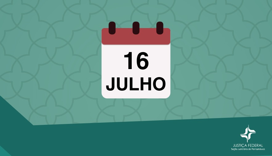 Imagem ilustrativa página de calendário dia 16 de julho em fundo verde 